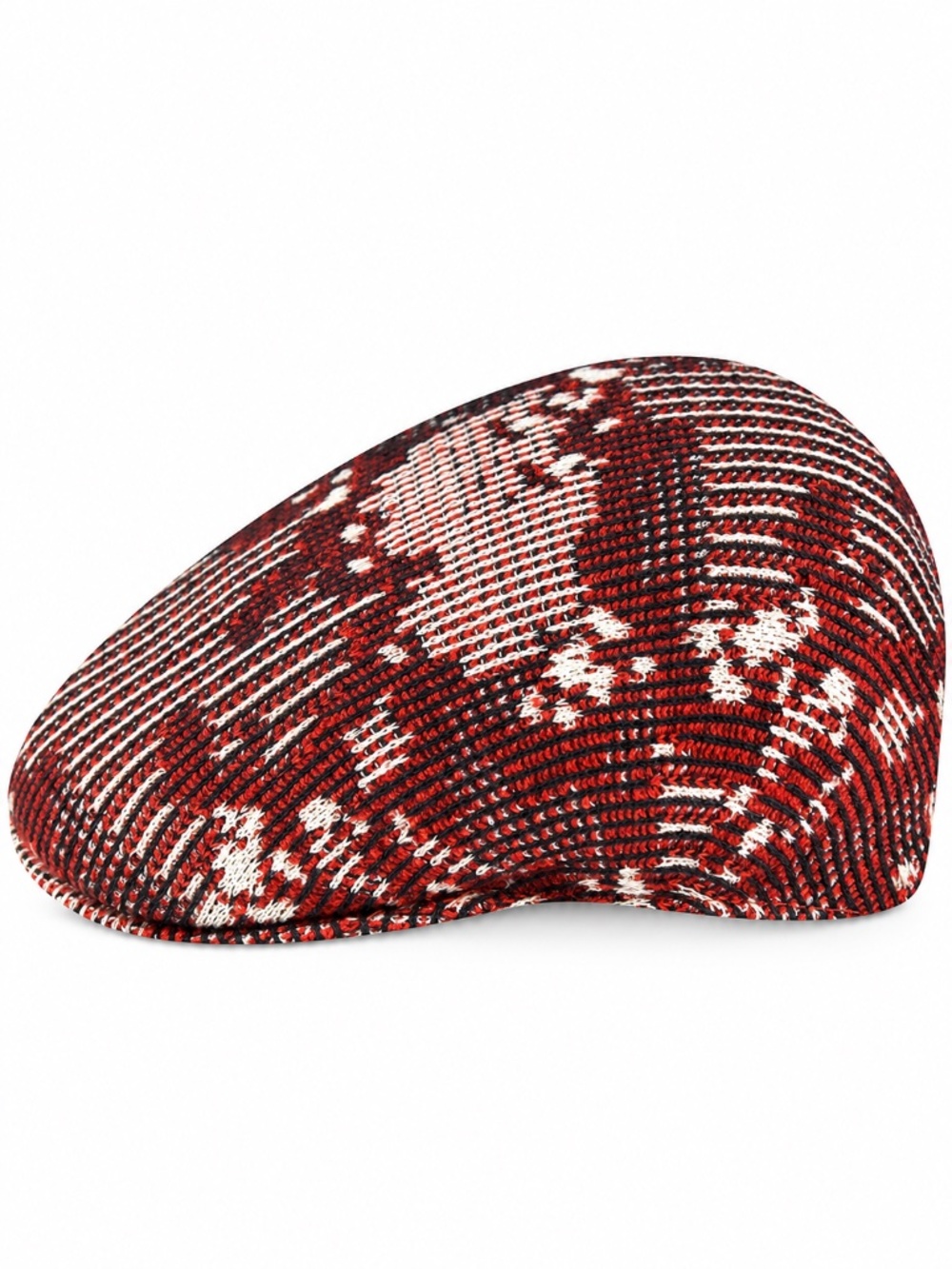 Kangol Camo Rib 504 Flat Cap K3586 Cherry Glow Red Knit Newsboy Hat Size S NWT